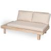 Christopher Knight Home Topia V-Shape Acacia Wood Outdoor Sofa and Coffee Table Set, Wooden Patio Conversation Set with Cushion, Outdoor Modular Sofa Couch with Coffee Table, Light White+Beige