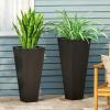 Christopher Knight Home Warner Outdoor Modern Large and Medium Cast Stone Planter Set, Black(Black)