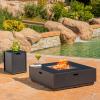 Christopher Knight Home Wellington Outdoor Iron 40″ Square Fire Pit – 50,000 BTU, Dark Grey(Dark Grey)