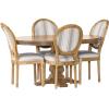 Dored 5 Piece Dining Set – Gray Stripe/White Print/Natural