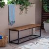 Drew Outdoor Industrial Acacia Wood and Iron Bench, Teak and Black(Teak Finish/Black Metal)