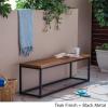 Drew Outdoor Industrial Acacia Wood and Iron Bench, Teak and Black(Teak Finish/Black Metal)