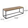 Drew Outdoor Industrial Acacia Wood and Iron Bench, Teak and Black(Teak Finish/Black Metal)