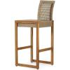 Elon Outdoor Barstools – Wicker and Acacia Wood – Light Multi-Brown/Teak (Set of 2)