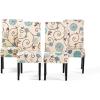 Evangeline Contemporary Fabric Dining Chairs (Set of 4), Light Beige with Blue Floral
