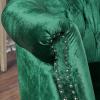 GDFStudio Melaina Tufted Chesterfield Velvet Loveseat with Scrolled Arms, Emerald and Dark Brown.(Loveseat)