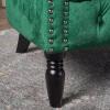 GDFStudio Melaina Tufted Chesterfield Velvet Loveseat with Scrolled Arms, Emerald and Dark Brown.(Loveseat)