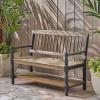 Great Deal Furniture Christopher Knight Home Daphne Outdoor Acacia Wood Bench with Shelf, Gray and Black Finish
