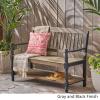 Great Deal Furniture Christopher Knight Home Daphne Outdoor Acacia Wood Bench with Shelf, Gray and Black Finish