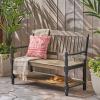 Great Deal Furniture Christopher Knight Home Daphne Outdoor Acacia Wood Bench with Shelf, Gray and Black Finish