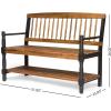 Great Deal Furniture Christopher Knight Home Daphne Outdoor Acacia Wood Bench with Shelf, Teak and Black Finish
