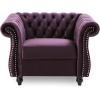Great Deal Furniture Leila Chesterfield Velvet Club Chair, BlackBerry(Blackberry  Dark Brown)