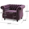 Great Deal Furniture Leila Chesterfield Velvet Club Chair, BlackBerry(Blackberry  Dark Brown)