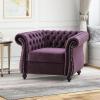 Great Deal Furniture Leila Chesterfield Velvet Club Chair, BlackBerry(Blackberry  Dark Brown)
