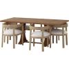 Hudson 7 Piece Dining Set – Fabric and Wood – Light Ash/Almond