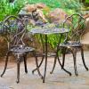 Nassau Cast Aluminum Outdoor Bistro Furniture Set, Brown, 23 by 23 by 26