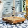 Ralph Outdoor 49lb Square Umbrella Base – Acacia Wood and Stainless Steel – Teak