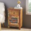 Salome Wooden Side Table with Drawer, Distressed Paint