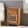 Salome Wooden Side Table with Drawer, Distressed Paint