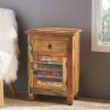 Salome Wooden Side Table with Drawer, Distressed Paint