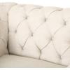 VOLL Tufted Club Chair with Nailhead Trim – Beige/Dark Brown(Beige + Dark Brown)