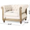 VOLL Tufted Club Chair with Nailhead Trim – Beige/Dark Brown(Beige + Dark Brown)