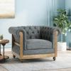 VOLL Tufted Club Chair with Nailhead Trim – Charcoal/Dark Brown
