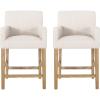 Armga Upholstered 26 inch Counter Stools – Beige/Weathered Natural (Set of 2)