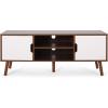 Christopher Knight Hom Lena TV Stand with 2 Doors and 2 Shelves, Walnut, White