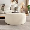 Christopher Knight Home 30″ Ottoman Foot Stool Round,Velvet Pouf Footstool Ottoman Seat,Modern Side Table for Living Room Bedroom Home Decor,Cream(Cream)