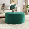 Christopher Knight Home 30″ Ottoman Foot Stool Round,Velvet Pouf Footstool Ottoman Seat,Modern Side Table for Living Room Bedroom Home Decor,Cream(Green)
