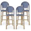 Christopher Knight Home 314451 Kinner Outdoor Barstool, Dark Teal + White + Bamboo Print Finish(Dark Teal + White + Bamboo Print Finish)