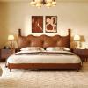 Christopher Knight Home 48″ High Headboard Bed, King Size Platform Bed, Upholstered Bed Frame with PU Leather, Wood Bedposts, Wooden Slats Support No Box Spring Needed Easy Assembly, Coffee(King Size)