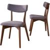 Christopher Knight Home Abrielle Mid-Century Modern Dining Chairs with Rubberwood Frame, 2-Pcs Set, Light Beige / Natural Walnut(Dark Grey / Natural Walnut abrielle)