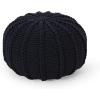 Christopher Knight Home Agatha Knitted Cotton Pouf, Beige Small(Dark Blue)