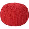 Christopher Knight Home Agatha Knitted Cotton Pouf, Beige Small(Red)