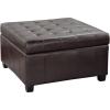 Christopher Knight Home Alexandria Bonded Leather Storage Ottoman, Marbled Brown , 31” x 31”x 18.6”