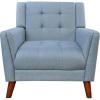Christopher Knight Home Alisa Mid Century Modern Fabric Arm Chair, Blue and Walnut(Solid)