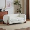 Christopher Knight Home Alma 63″ Boucle Loveseat with Wood Legs, 2 Seater Sofa Couches for Living Room, Upholstered Couch Chair, Soft Seating Lounge Sofa Chair, Cozy Loveseat with Armrest, Olive Green(Beige)