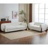Christopher Knight Home Almad 2 Pieces Sofa Couch Set, Cozy 3-Seater Sofa and Loveseat for Living Room, Upholstered Couch Chair, Soft Seating Lounge Sofa with Wood Frame, Boucle Fabric, Caramel Brown(Beige)