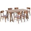 Christopher Knight Home Anthony Mid-Century Modern 7 Piece Dining Set, Light Beige and Natural Oak(Walnut + Dark Gray)