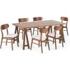 Christopher Knight Home Anthony Mid-Century Modern 7 Piece Dining Set, Light Beige and Natural Oak(Walnut + Light Beige)