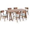 Christopher Knight Home Anthony Mid-Century Modern 7 Piece Dining Set, Light Beige and Natural Oak(Walnut + Mint)
