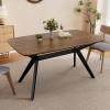 Christopher Knight Home Arley Modern Wooden Dining Table, Solid Wood Rectangular Dining Room Table for 4 People, Sturdy and Space Saving Kitchen Table, Walnut Brown + Black