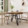 Christopher Knight Home Ayden Wooden Round Dining Table, Dining Room Table for 4 with Open Shelf, Indoor Kitchen Table with Metal Legs, Brown+Black(Light Ash)