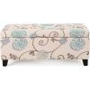 Christopher Knight Home Breanna Fabric Storage Ottoman, White And Blue Floral(White and Blue Floral)