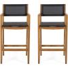 Christopher Knight Home Calista Acacia Wood Barstools with Outdoor Mesh (Set of 2), Teak and Black