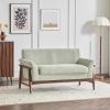 Christopher Knight Home Canna Fabric Flared Arms Loveseat, Comfy Upholstery 2 Seater Sofa, Wooden Frame Living Room Chair, Soft Seating Lounge Sofa for Bedroom/Office, Beige + Natural(Light Green + Walnut)