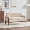 Christopher Knight Home Canna Fabric Flared Arms Loveseat, Comfy Upholstery 2 Seater Sofa, Wooden Frame Living Room Chair, Soft Seating Lounge Sofa for Bedroom/Office, Beige + Natural(Almond + Walnut)
