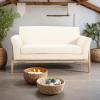 Christopher Knight Home Canna Fabric Flared Arms Loveseat, Comfy Upholstery 2 Seater Sofa, Wooden Frame Living Room Chair, Soft Seating Lounge Sofa for Bedroom/Office, Beige + Natural(Beige + Natural)